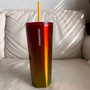 Starbucks Yellow Red Fire Stainless Steel 24oz Venti Tumbler